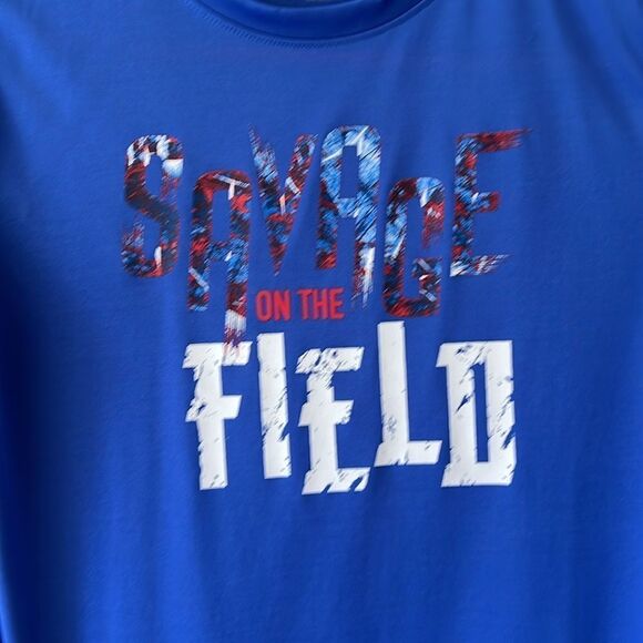 Reebok youth boys size 14-16 blue Savage on the Field shirt. - Picture 2 of 6